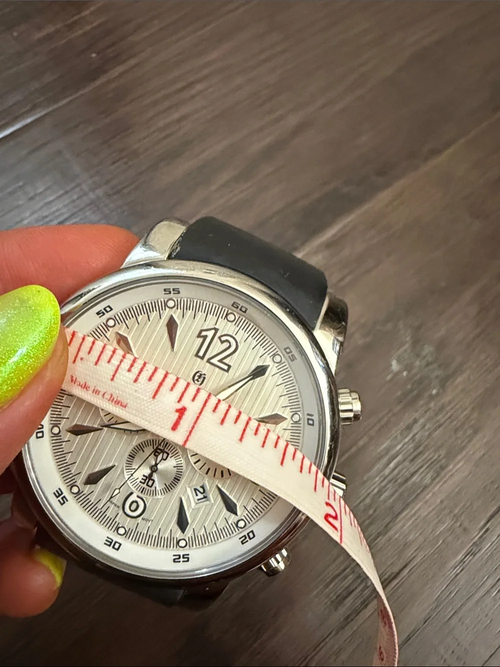 Men's Silver Chronograph Watch with Black Strap - Picture 11 of 15